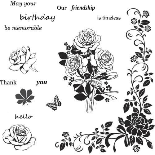 AZSG Beautiful Flower Friendship Clear Stamps For DIY Scrapbooking Decorative Card making Crafts Fun Decoration Supplies 13*13cm
