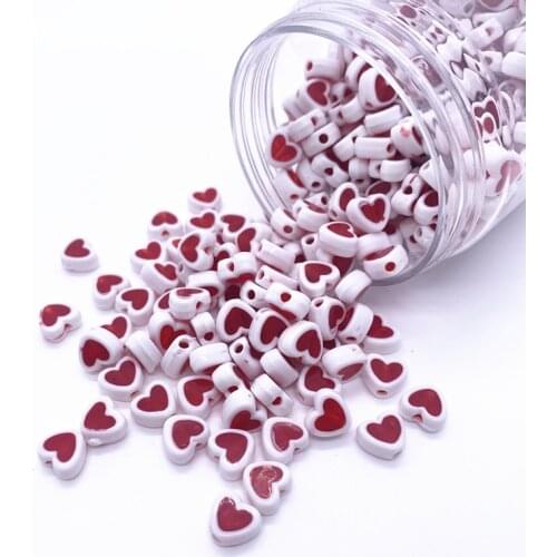 New 50pcs 8mm Red Heart Beads Acrylic Spacer Beads Fit Jewelry Making DIY Bracelet Jewelry Accessories#07