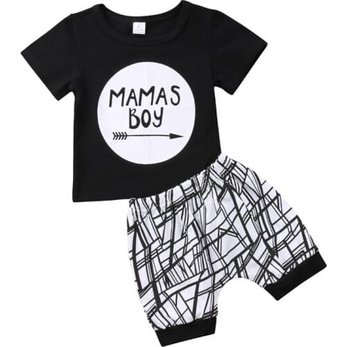Pudcoco Infant Baby MAMAS Boy letter black Cute T-shirt Tops+Pants baby boy Clothes Set cotton summer baby boys clothing Outfit