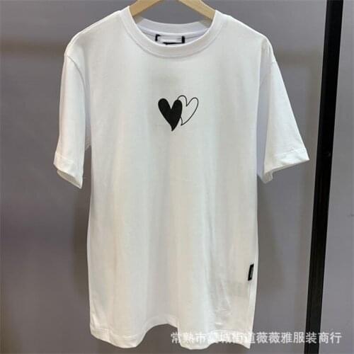 2021 New Summer Casual Men T-shirt Love Print High Quality Women Tee Round Neck Loose Fashion Elegant Unisex Tops T600