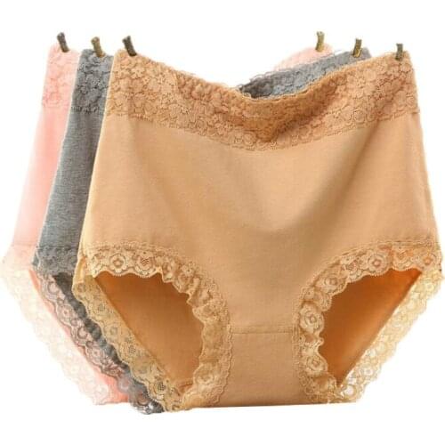 Cotton womens underwear soft and comfortable high waist underwear womens breathable underwear solid color plus size