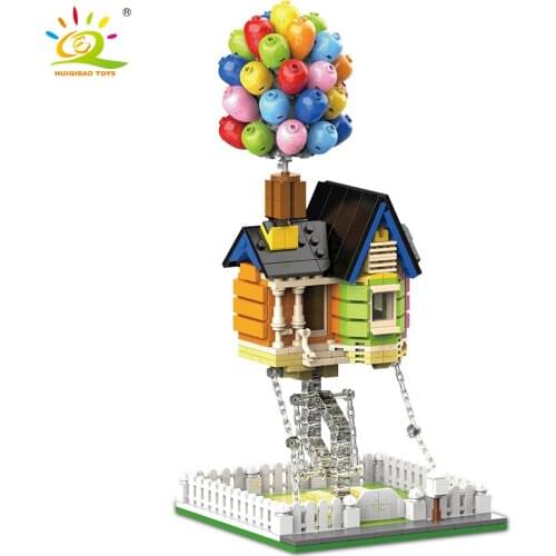 HUIQIBAO 555pcs Balloon Flying House Building Block Tensegrity Balance Architecture Brick Set City Construction Toy For Children