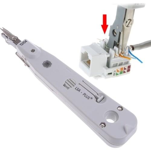 Gray Adjustable Impact IDC Insertion Ethernet Network Punch Down Tool With Sensor ABS+Steel Wire Punchdown Tool