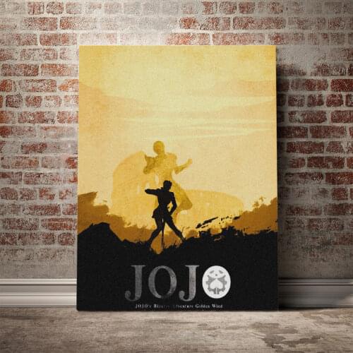 JoJo V Golden Wind Poster Framed Wooden Canvas Wall Art Decoration prints for living room Home bedroom Frame decor painting