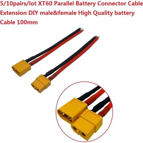 5/10pairs XT60 Cable 14AWG Battery ESC Charger Connector Cable Extension DIY male&female High Quality battery Cable 100mm