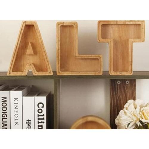 Letter-Shaped Piggy Bank Personalized Transparent Window Burly Wood Meaningful Letters Coin Bank Kid Toys Money Box Piggy Bank