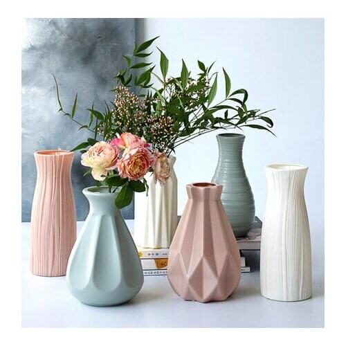 Creative Drop-resistant Plastic Imitation Ceramic Vase Window Vase Living Room Bedroom Fake Flower Decoration Vase