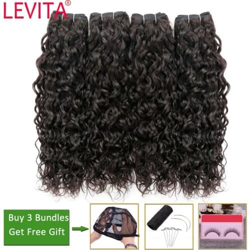 Levita water wave bundles deals 100% human hair bundles bundles non-remy hair extensions Peruvian brazilian hair weave bundles