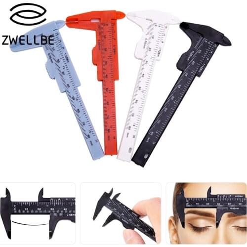Eyebrow Guide Ruler Double Scale Sliding Gauge Reusable Tattoo Permanent Makeup Eyebrow Eyelash Measuring Ruler Plastic Caliper
