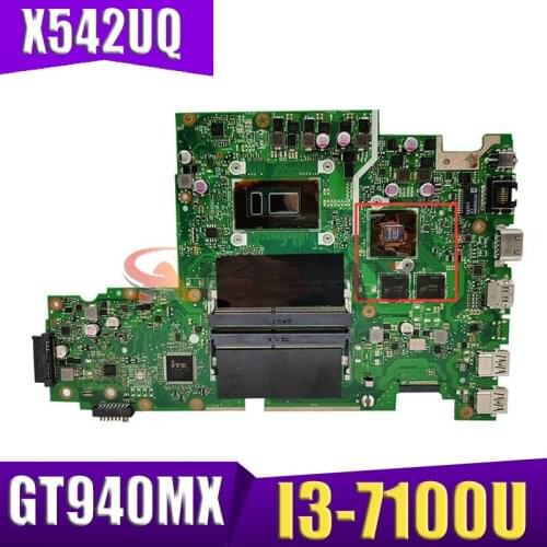 X542UF Motherboard For ASUS X542UR X542UQ X542UN A580U Laptop Motherboard notebook I3-7100U CPU GT940MX-2G original Test