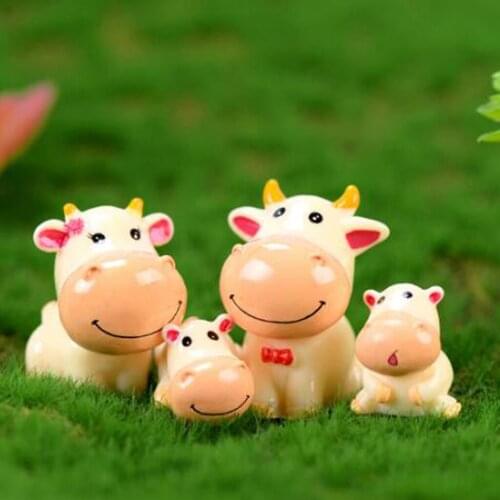 Micro Landscape Decor Resin Ornament Garden DIY Crafts 4pcs Calf Family