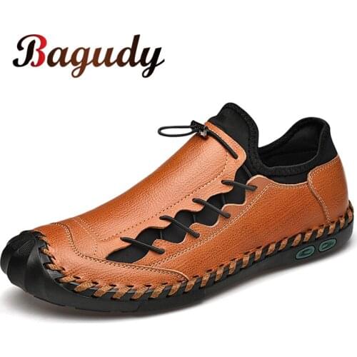 New Men Genuine Leather Casual Shoes Comfortable Loafers Men Shoes Quality Split Leather Shoes Men Flat Hot Sale Moccasins Shoes