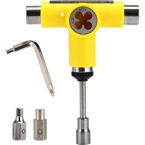 Skate Tool Kit T-Type Socket Multifunctional Ratchet Inner Hexagon Universal Movable L-Type Wrench for Boards Repairing