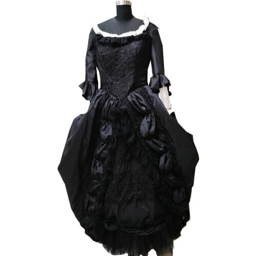 2020 New black Vintage costumes 18th Duchess Retro medieval Renaissance Reenactment Theatre Civil war Victorian dress D-388