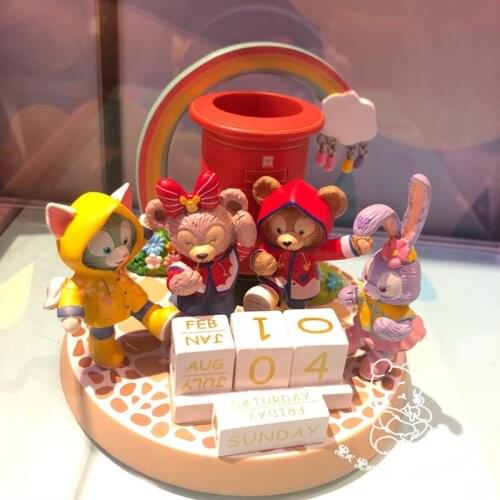 2021.4 New Shanghai Disney Cartoon Rainy Season Duffy Bear, Sydney, Rose, Delu, Tony Catcalend Pen Holder Decoration Gift AG2504
