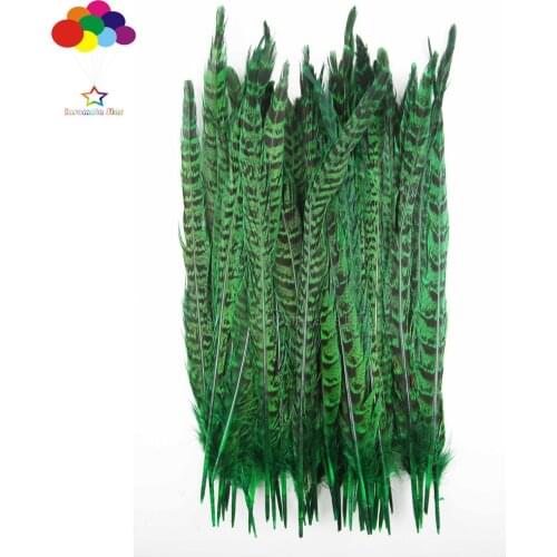 Pheasant tail Feather dyed green 10-14 inch/25-35cm 100pcs carnival Diy mask headress costume cafts Accessories