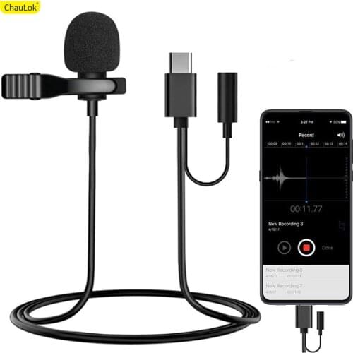 USB Type-C Lavalier Lapel Microphone Condenser Mic for for Xiaomi Mi 11 10 9A Note10 Pro for YouTube Vlogging Video Recording