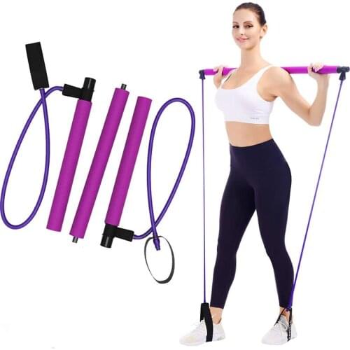 Pilates Bar Exerciser Pull Rope Home Gym Crossfit Body Workout Elastic Bands Portable Fitness Equipment Yoga Pilates Trainer