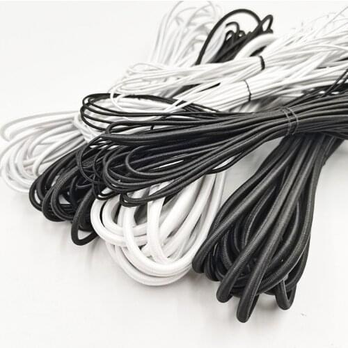 1/1.5/2/2.5/3/4/5MM Strong Elastic Black White Round Elastic Rope Clothing Sewing Handicraft Accessories 5M/Roll