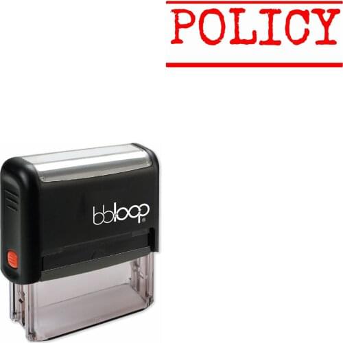 Bbloop 'POLICY' Self-Inking Office Stamp, Rectangular Typewriter Style