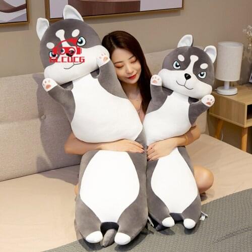 Lovely husky long pillow home girl sleeping pillow animal dog pillow sofa down cotton cushion