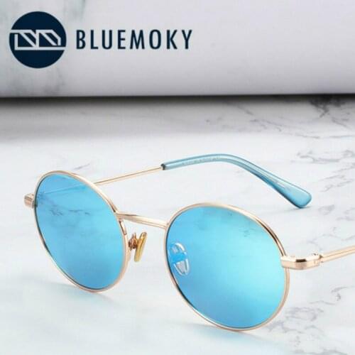 BLUEMOKY Alloy 90s Round Polarized Sunglasses Women Outdoor Driving UV400 Shades Eyewear Coating Mirror Anti-Glare Sun Glasses