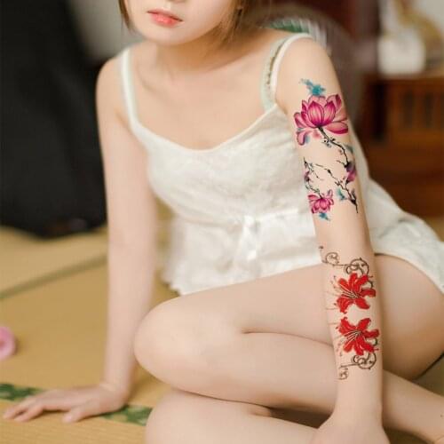 Waterproof Temporary Tattoo Sticker Colorful beautiful Flower tattoo Fashion Sexy girl Leg Chest Arm Body Art Fake tatoo