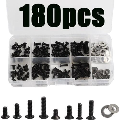 High Quality 180Pcs Black Carbon Steel Screws Box Set For 1/10 HSP Remote Control RC Car Parts Bolts and Nuts Hardware Parts