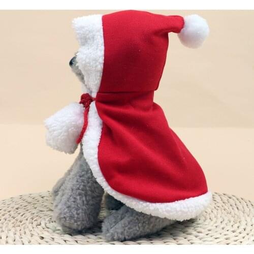 Funny Pet Dog Cat Clothes Warm Puppy Santa Red Cloak Hat Head Cosplay Christmas Clothes Pet Costume Dog Cat Cloak Home Decor