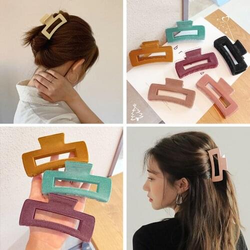 Matte Hair Claws For Women Elegant Geometric Square Hairpins Girl Barrettes Hair Crab Hairgrip Hair Accessories Headwear Gift