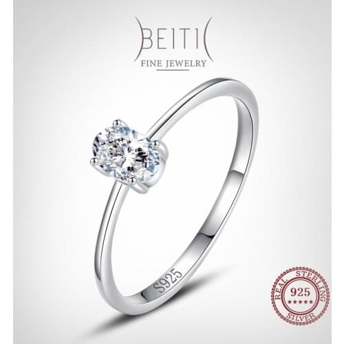 Beitil 100% 925 Sterling Silver Dazzling Clear Zircon Simple Rings for Women Fashion Fine Jewelry Korean Style Rings