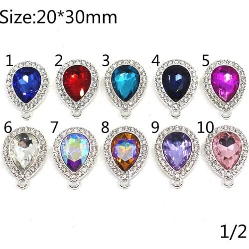 Hot Deals 10pcs/lot 20*30mm Silver Water Drop Pendant for Clothing Rhinestone Diy Accessories for Sewing Craft Decorative