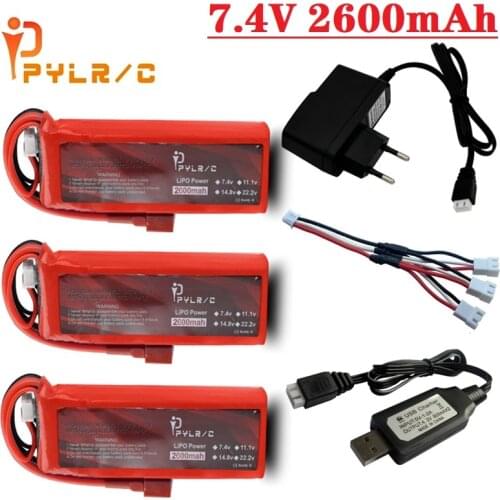 2S 7.4V 2600mah Lipo Battery for Wltoys 144001 124018 124019 12428 12402a 18301 18302 18311 RC Car with charger FT009 RC Boat