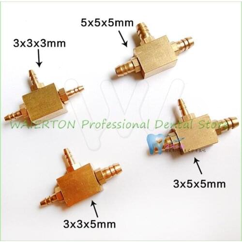 3pcs Dental Valve Dental three accept valve three connectors tee 3mm metal valve dental product dental equipment
