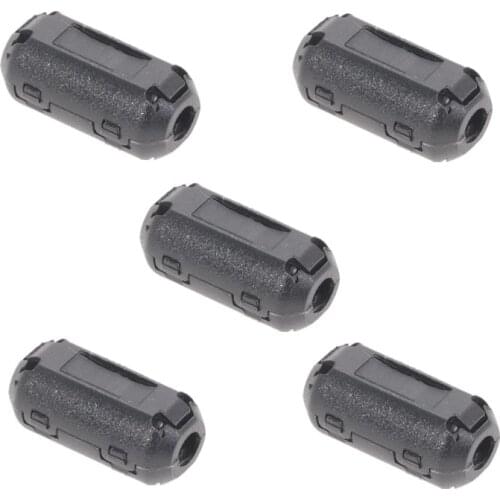 5pcs 3.5MM Black Plastic Clip On EMI RFI Noise Suppressor Cable Ferrite Core Filters Removable