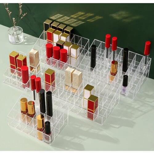9/24/36/40 Grids Acrylic Makeup Organizer Lipstick Transparent Display Rack Case Cosmetic Nail Polish Make Up Organiser Tool