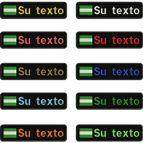 Andalusian flag Andalucia 10X2.5cm Embroidery Custom Name Text Patch Stripes badge Iron On Or Velcro Backing Patches For Clothes