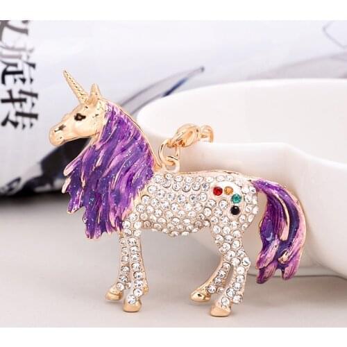 European and American fashion jewelry key chain paint color unicorn key chain bag pendant oil drop pendant alloy accessories