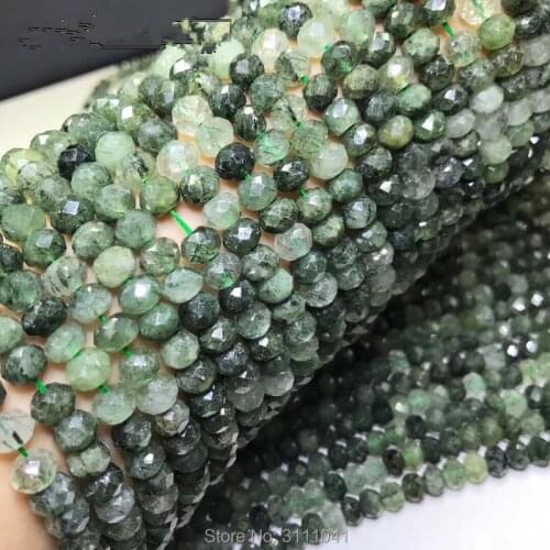 Loose beads GREEN PREHNITE roundel faceted 5*7mm 14inch for DIY jewelry making FPPJ wholesale beads nature