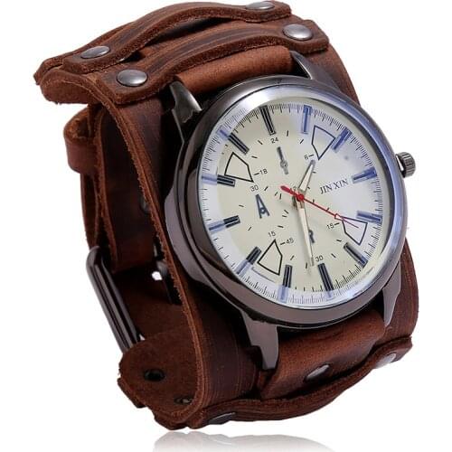 Luxury Wristwatch Quartz Fashion Rock Cool Punk Style Bracelet Watch for Men Boyfiend Gift Retro Leather Watch Relogio Masculino