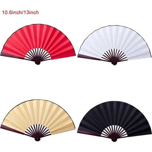 Inch13inch Silk Cloth Blank Chinese Folding Fan Wooden Bamboo Antiquity Folding Fan For Calligraphy Painting Art Craft Pleasant