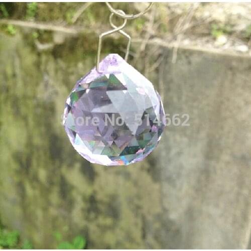 Two Pieces Feng Shui Crystal Ball, Large Faceted Crystal Ball High Quality Crystal 30mm Light blue Y1530 +Light purpleY1530