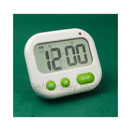 Dual Alarm Travel Desktop Timer LCD Vibration Clock Countdown Blue Backlight