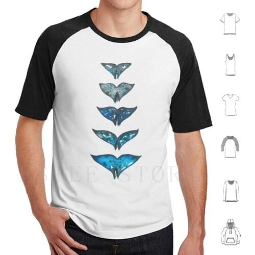 Whale Tails T Shirt Print Cotton Digitized Watercolor