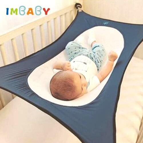 IMBABY Infant Baby Hammock For Newborn Kid Sleeping Bed Safe Detachable Baby Cot Crib Elastic Hammock With Adjustable Net