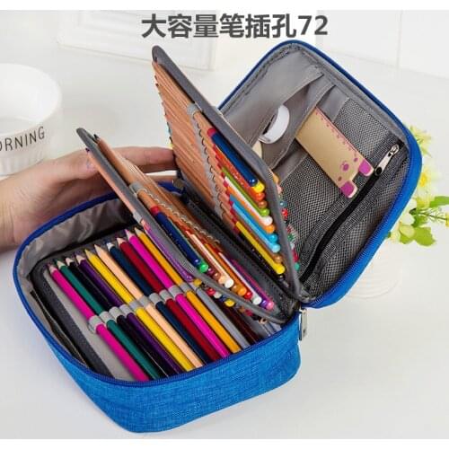 Canvas School Pencil Cases for Girls Boy 72 Holes Pen Box Multifunction Storage Bag Case Pouch Student Stationery Supplies