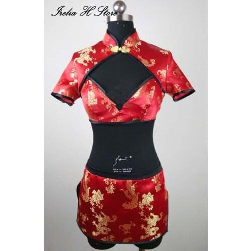 Shokugeki no Soma Ikumi Mito cosplay costume made customized Ikumi Mito cheongsam cosplay costume crop top skirt customized