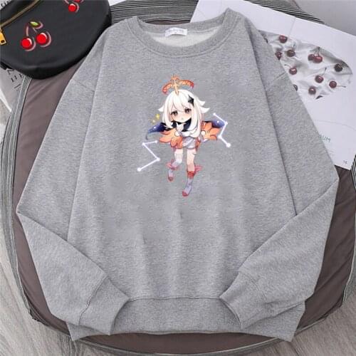 Hot Game Genshin Impact Hoodies Women Cute Paimon Print Sweatshirts Autumn New Arrival Anime Aesthetic Harajuku Pullovers Female