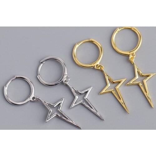 Best Selling Geometric Cross Earrings New S925 Silver Color Earrings Pop Ladies Small Gifts Fashion Trinkets Accessories