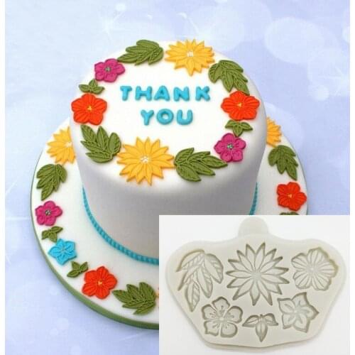Minsunbak High Quality Small Flowers And Small Leaves Silicone Mold DIY Wedding Birthday Cake Border Decoration Tools